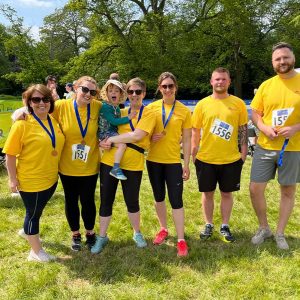 Left to right : Mandy Jerrim Helen Gardiner William Frazer Joss Frazer Kirsty Robins Ben Coffin and Dan Webb